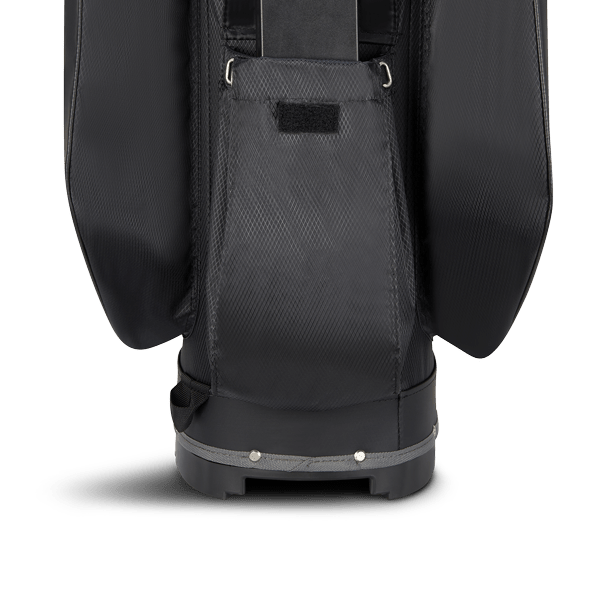 Schwarzes Big Max Dri Lite V-4 Cartbag mit wasserdichtem Material und mehreren Fächern.