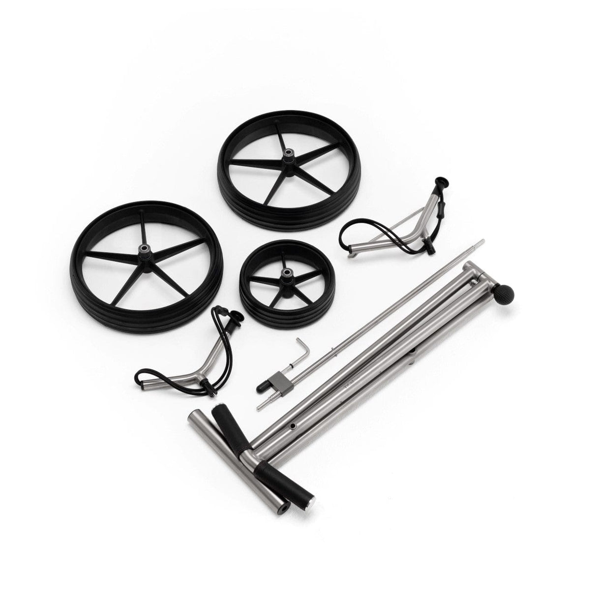 TiCad Canto Golftrolley mit drei GFK-Rädern, klappbarer Rahmen aus Metall, schwarze Griffe.