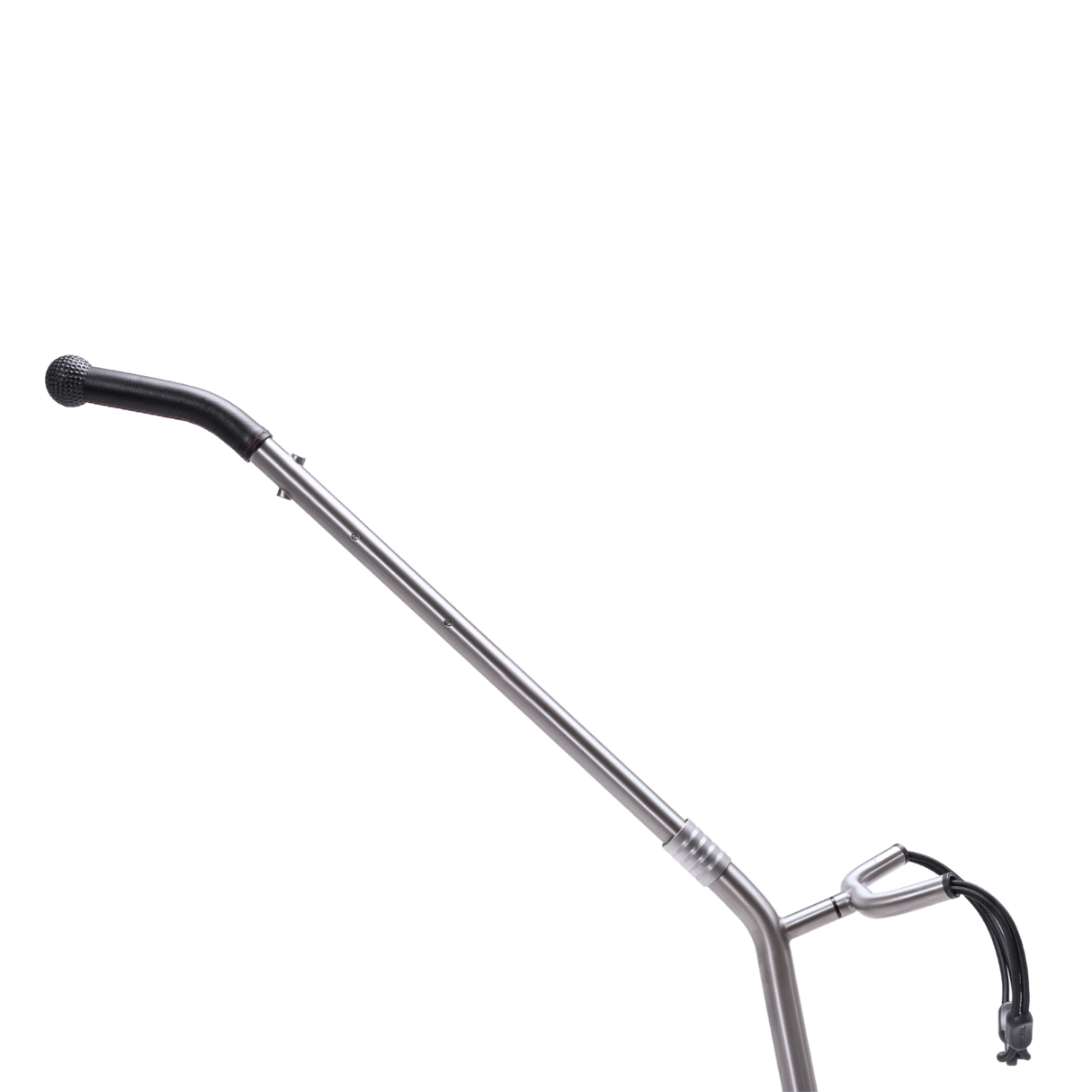 TiCad Pro Golftrolley Zwei-Rad in silber mit ergonomischem Griff und schwarzer Halterung.