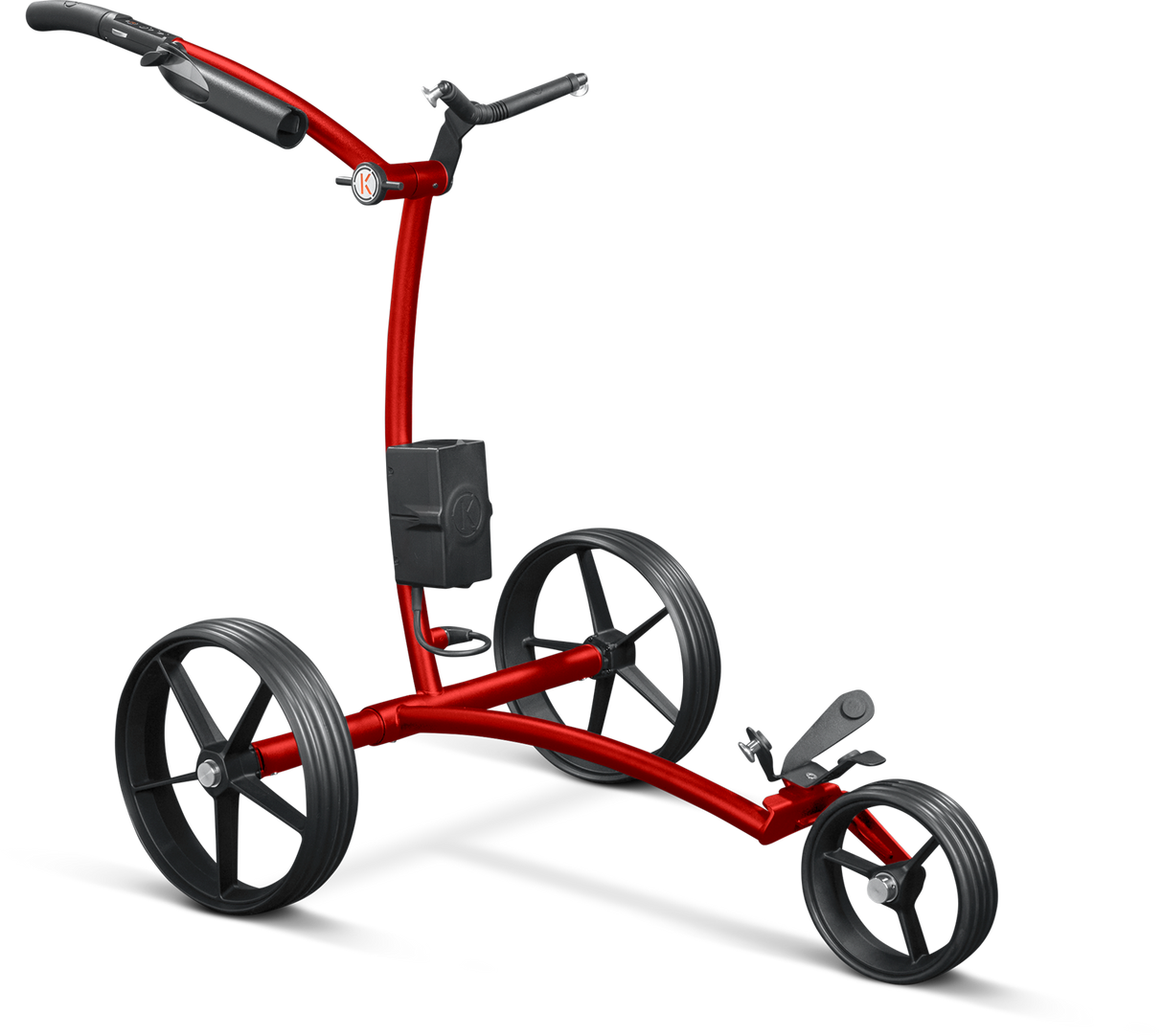 Kiffe K3 Elektro- Trolley - 2025 Golftrolley Elektrisch Kiffe Golf Ignite Red Sportgriff Leder Ohne Halter