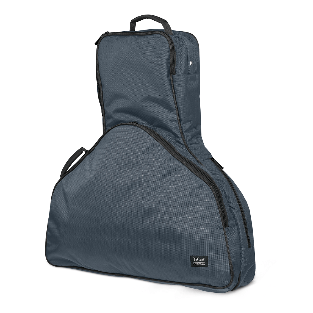 Dunkelblauer Golf-Trolley-Tragetasche aus robustem Material mit Reißverschluss und Tragegriff.