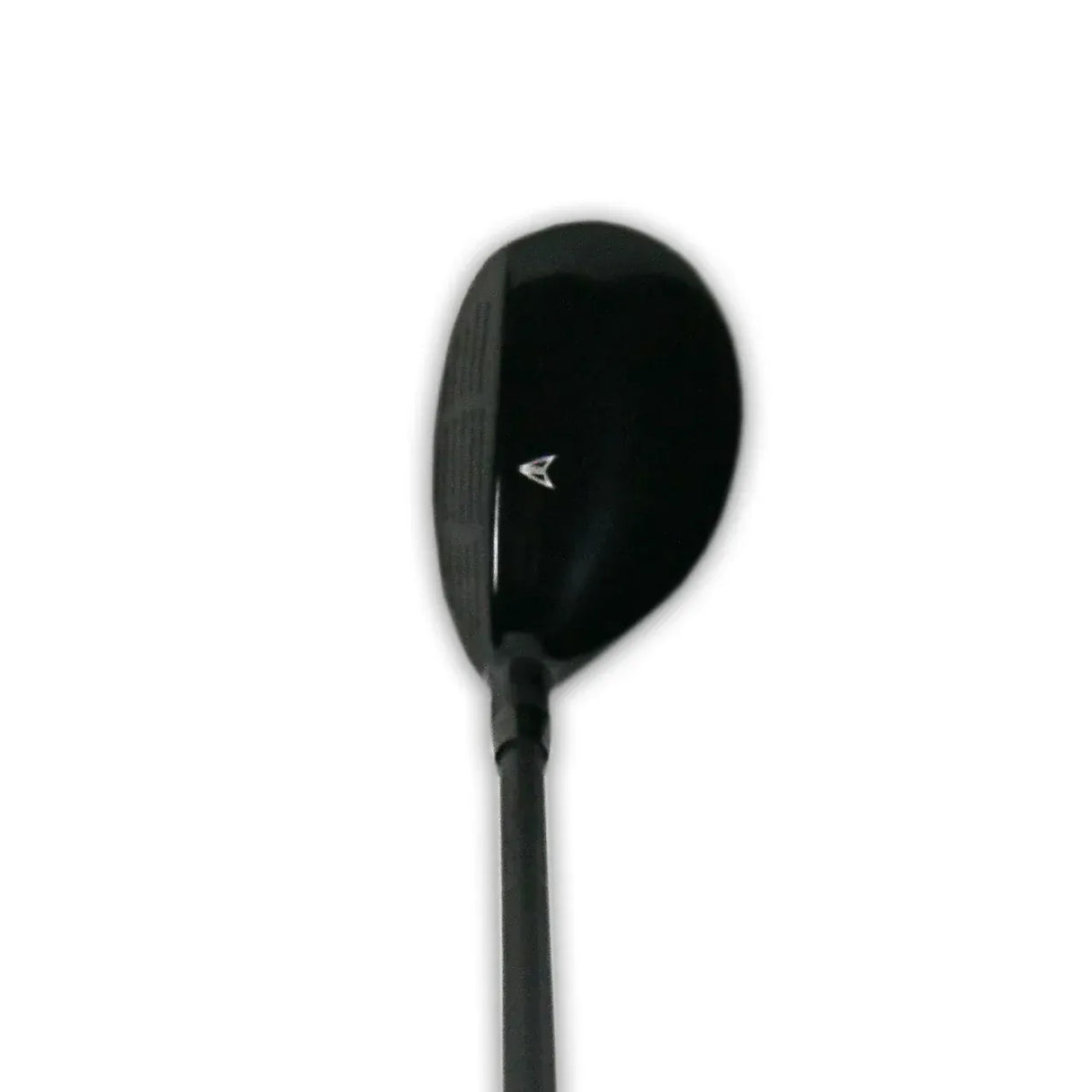 Schwarzer Hybrid-Golfschlägerkopf mit mattem Finish und dezentem Dreieck-Logo auf der Oberseite.