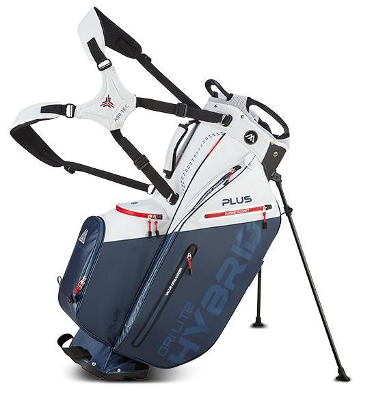 Big Max Dri Lite Hybrid Plus Standbag + Cartbag Carrybag Big Max White-Navy-red
