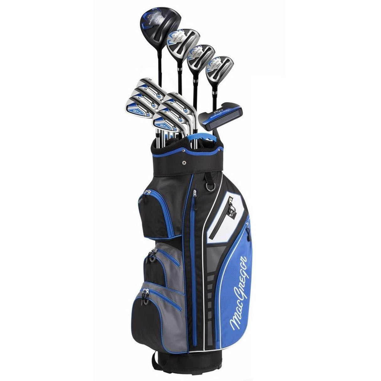 Golfset MacGregor DCT3000 Herren mit Graphit-Schlägern 6-SW, schwarzer und blauer Tasche.