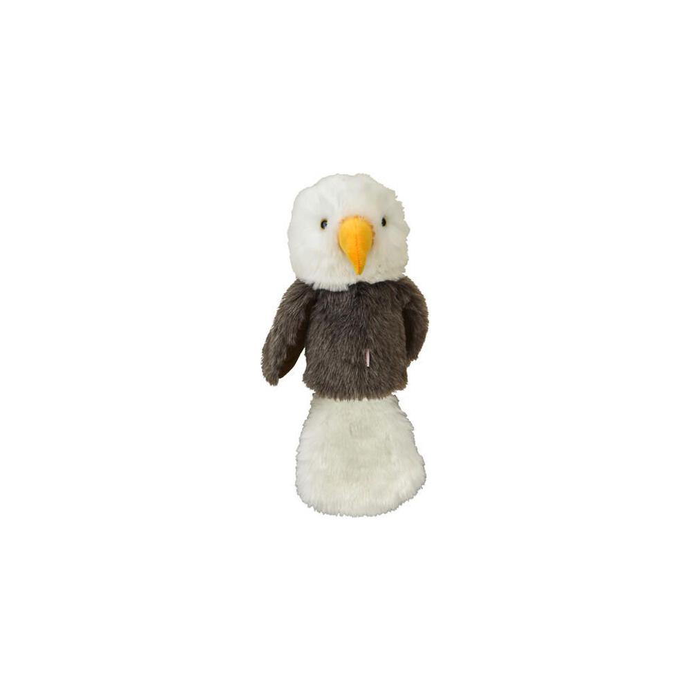 Weißer und brauner Golf-Headcover in Adlerform mit orangefarbenem Schnabel für Driver und Fairway.