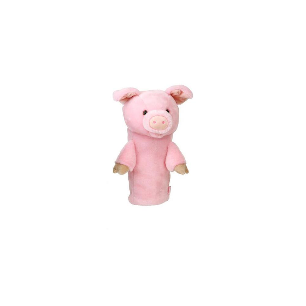 Rosa Golf-Schlägerhaube in Form eines Schweins mit Ohren und Nasenperforationen.