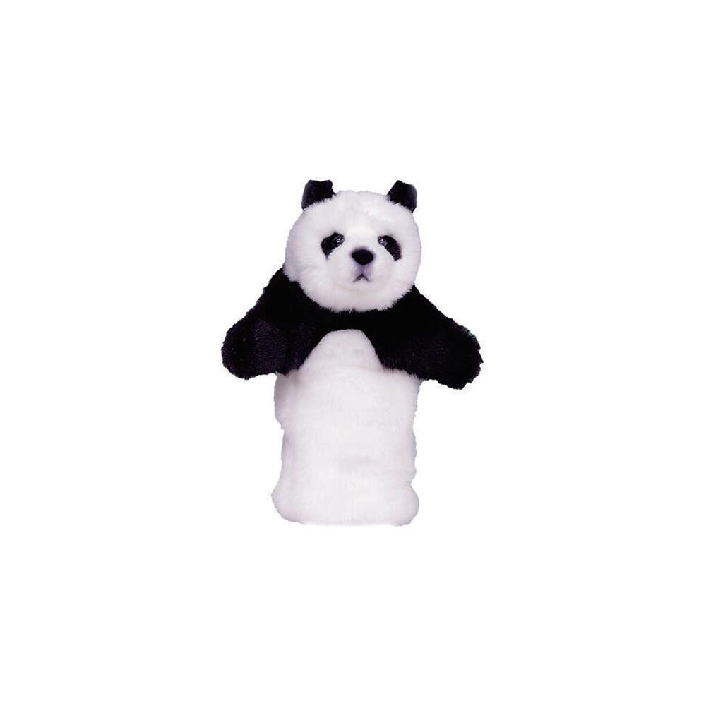 Golf-Driver-Schlägerhaube mit weichem Plüschbezug in Panda-Design, schwarz-weiß.