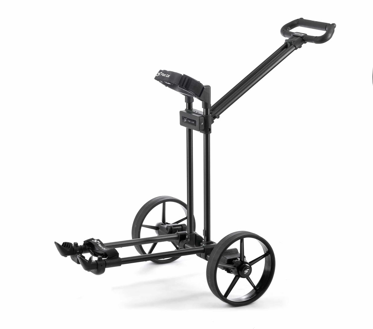 Schwarzer Flat Cat Pulltrolley Zwei-Rad mit klappbarem Rahmen und verstellbarem Griff.