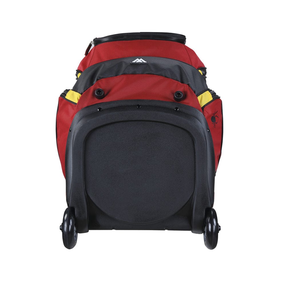 Großer schwar-roter Big Max Wheeler 3 Travelcover mit zwei Rollen und Fronttasche.