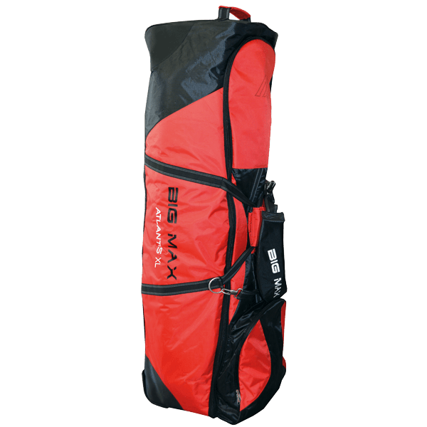 Großes rotes und schwarzes Travelcover Big Max Atlantis XL mit Tragegriff und Reißverschlüssen.