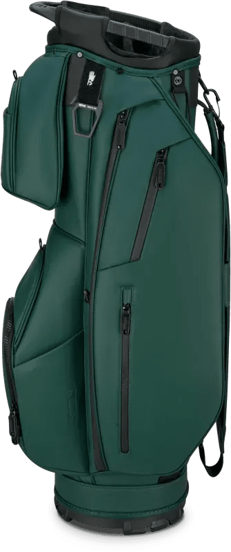 Big Max Dri Lite Prime Cartbag golfbag wasserabweisend dunkelgrün mit mehreren Reißverschlusstaschen.
