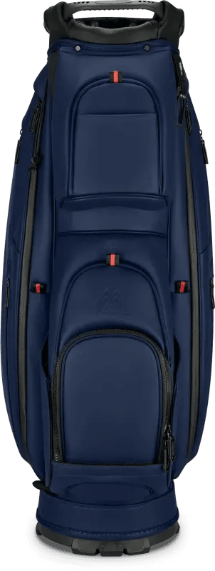 Marineblaues Big Max Dri Lite Prime Golf-Cartbag mit mehreren Fächern und schwarzem Griff.