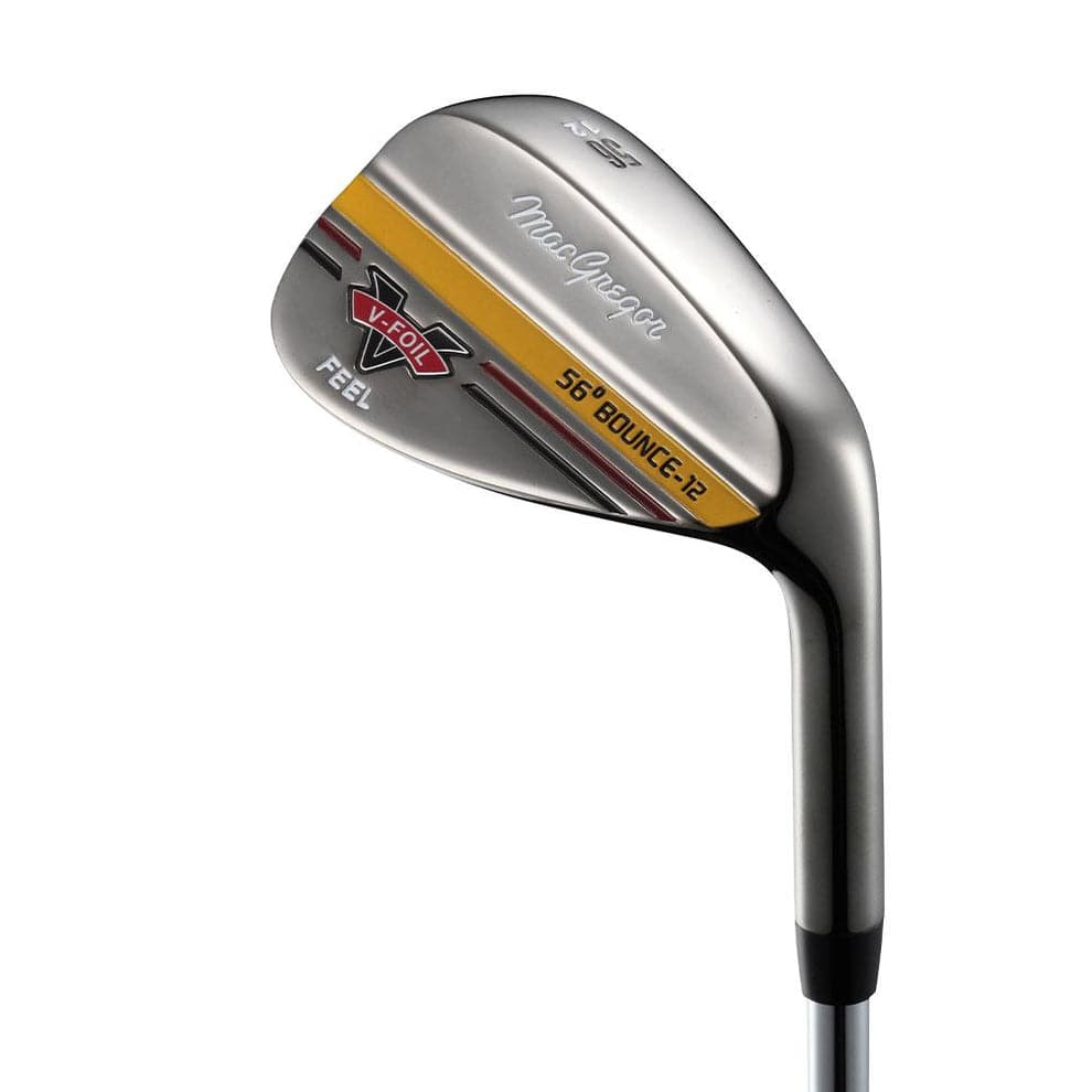 Golfwedge V Foil Gunmetal 56° mit silberner Schlagfläche und schwarzem Schaft.