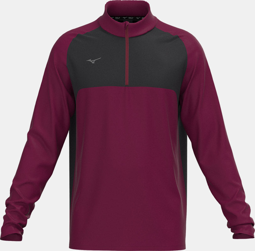 Mizuno Kontrast 1/4 Reißverschluss Mizuno Golf Burgunderrot S