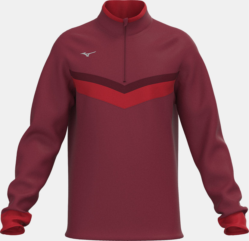 Mizuno V Streifen 1/4 Reißverschluss Mizuno Golf Burgunderrot S