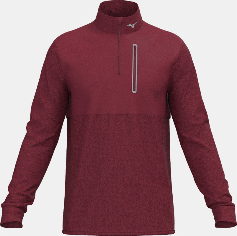 Mizuno Melange Reflect 1/4 Reißverschluss Mizuno Golf Burgunderrot S