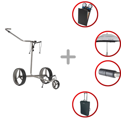 Jucad Drive Edelstahl 2.0 Elektro- Golftrolley Golftrolley Elektrisch Jucad Golf silber blau braun