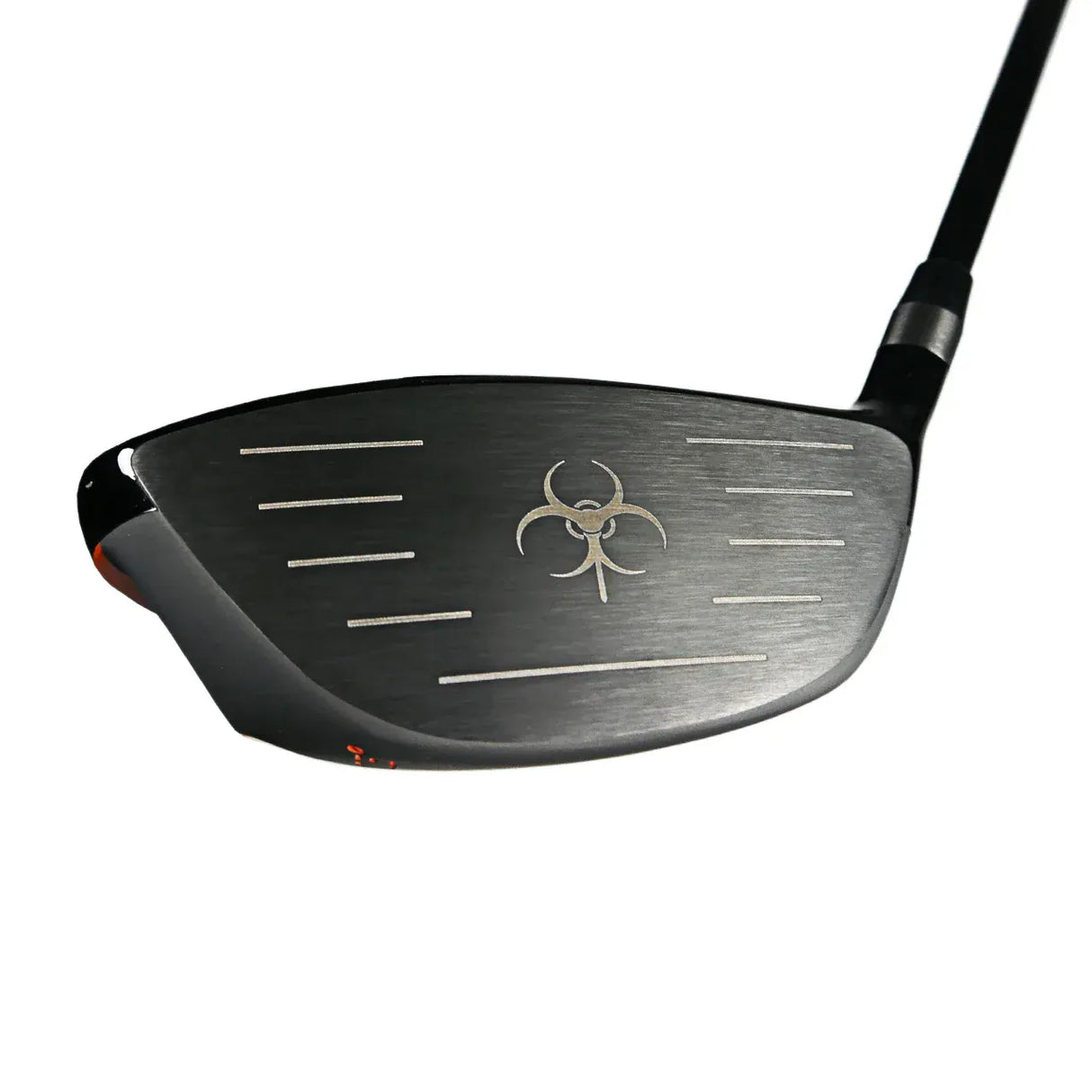 Golfdriver Brute 2.1 mit mattschwarzem Schlägerkopf und zentralem Biohazard-Logo.