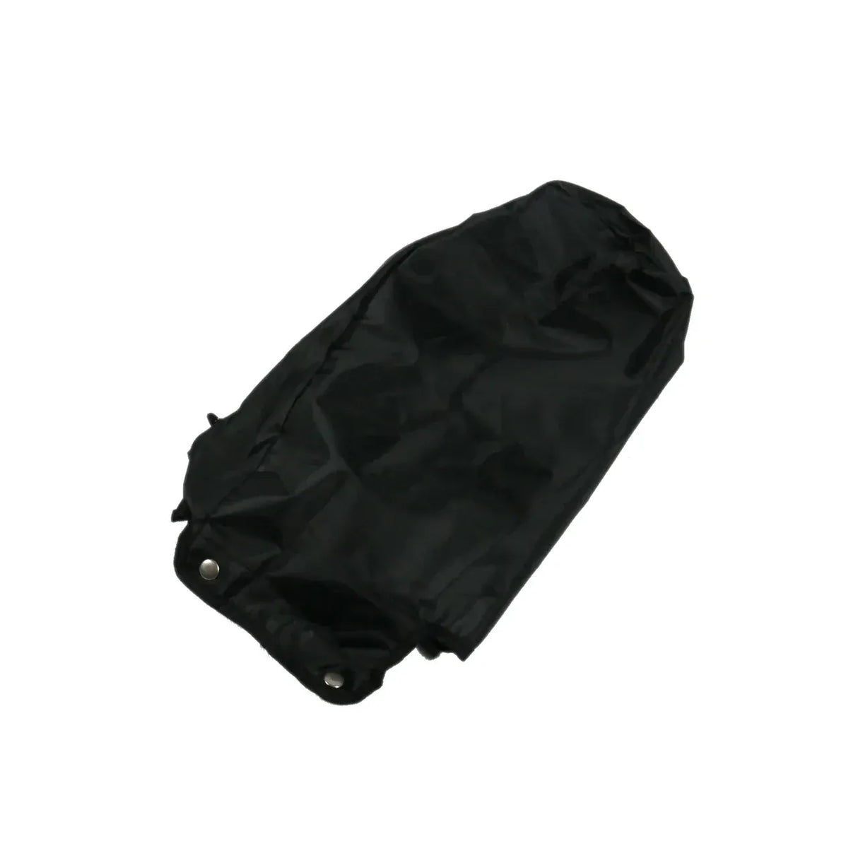 Schwarze Golf-Taschenschutzhülle aus wasserabweisendem Material mit Druckknopfverschluss.