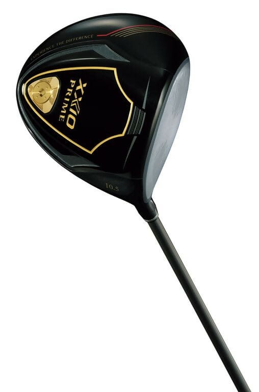 Schwarzer XXIO Prime Herren Golfdriver 10,5° mit goldfarbenen Akzenten und schlankem Schaft.