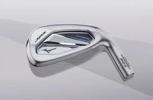 Silberner Mizuno JPX-925 Hot Metal Eisenkopf mit blaue Akzenten und modernem Design.