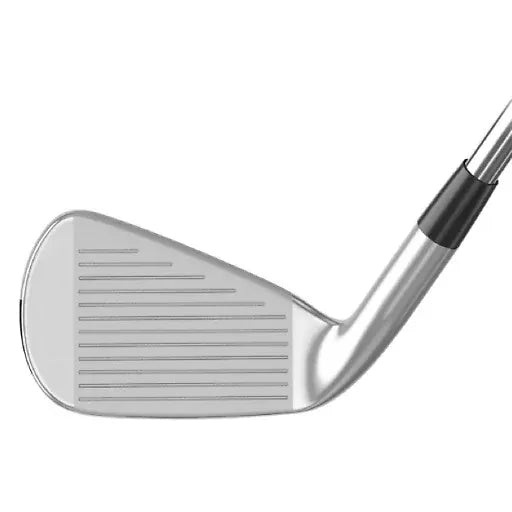 Silberner Mizuno JPX-925 Hot Metal Pro Golfeisenkopf mit Liniengravuren und Stahl-Schaft.