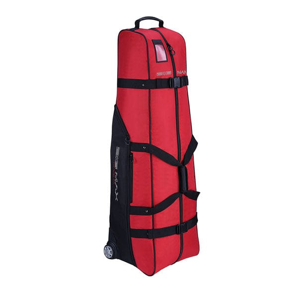 Rotes Big Max Traveler Travelcover mit schwarzen Details und Tragegriffen auf Rädern.
