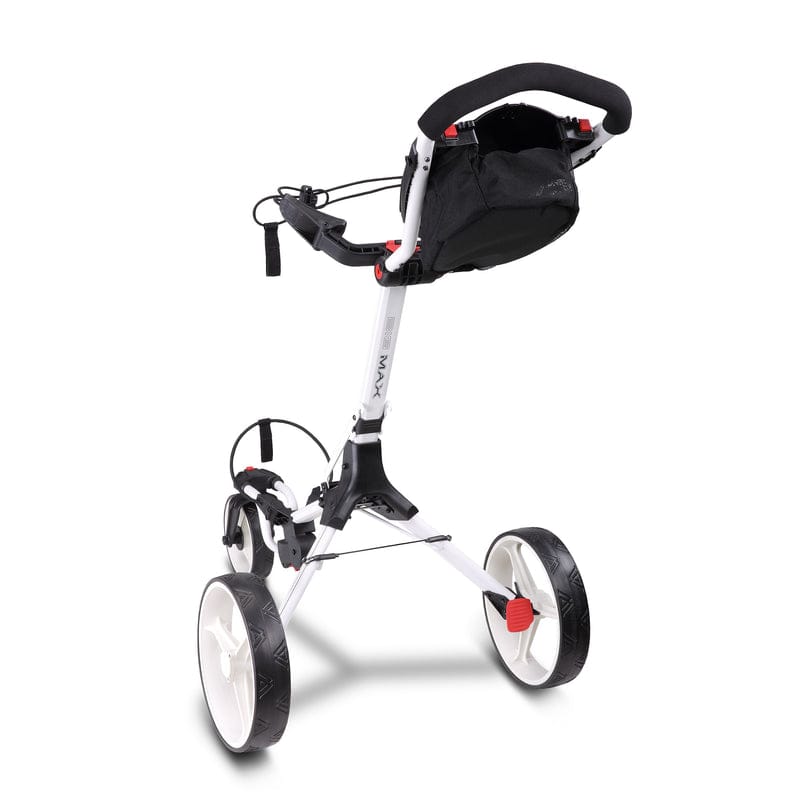Big Max IQ 360 Golf Trolley in Phantom Black mit drei großen Rädern und robustem Rahmen.