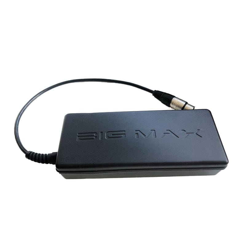 Schwarze rechteckige BIG MAX E-Lite Batterie mit Kabel und Stecker, mattierte Oberfläche.