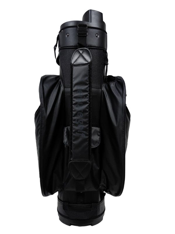 Schwarze Leisure Golf Watersafe Organizer Cartbag mit mehreren Fächern und Tragegriff.