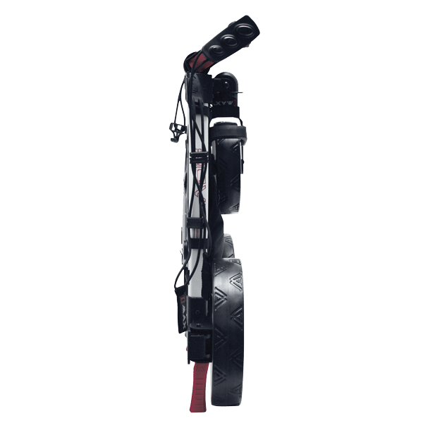 Schwarzer Big Max Blade Basket Golf Trolley mit robustem Griff und Reifen, kompakt zusammengeklappt.
