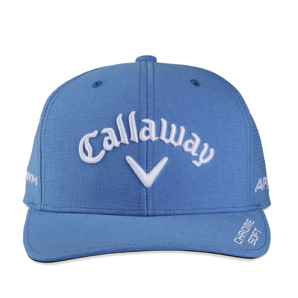 Marineblaue Callaway Golfkappe mit weißem Logo und besticktem Schirm in sportlichem Design.