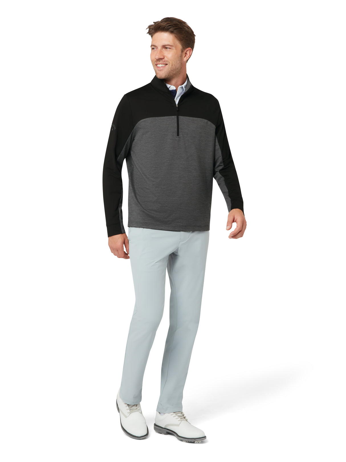 Callaway Herren Lux Touch 1/4 Zip Langarm Caviar Ansicht 3