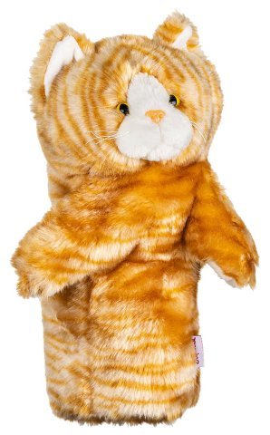 Weicher Daphnes Golf-Schlägerhauben-Bezug in Katzenform mit orange-weiß gestreiftem Fellmuster.
