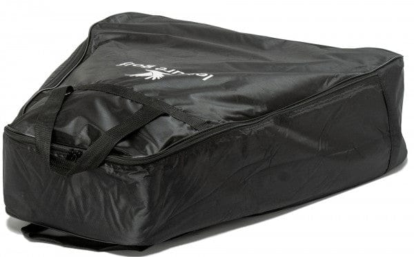 Schwarze Golfbag-Tasche aus robustem Nylon mit Tragegriffen und Leisure Golf Logo in Weiß.