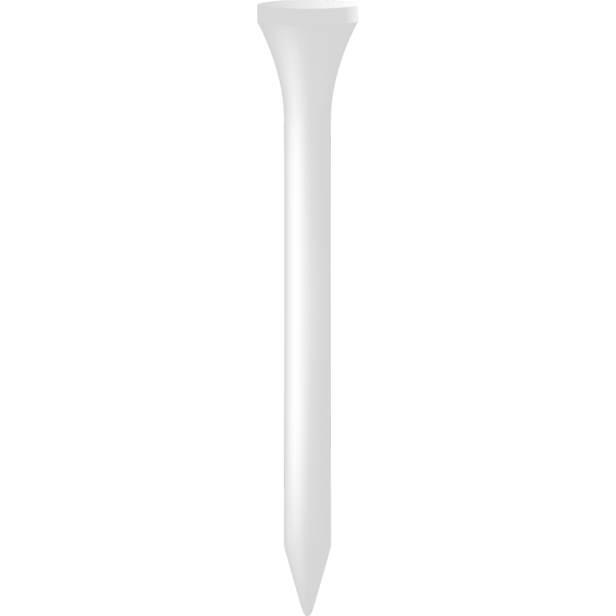 Weißer kurzer Holztees mit breiter Spitze, 5,4 cm lang.