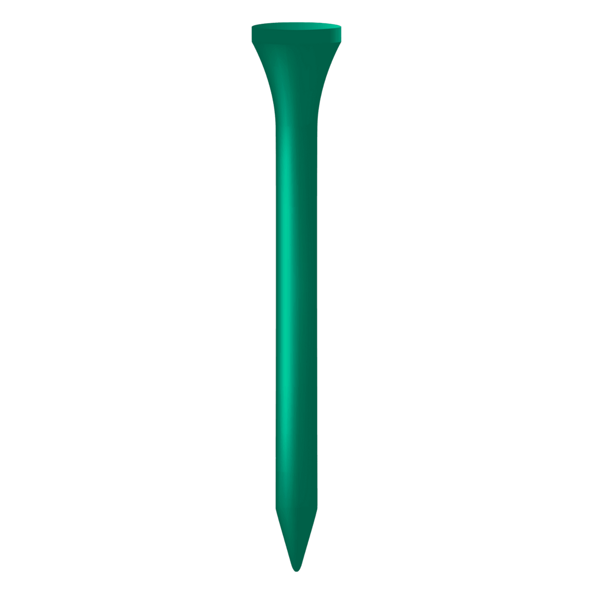 Kurzer grüner Holztees mit glattem Schaft und breitem Kopf, 5,4 cm lang.