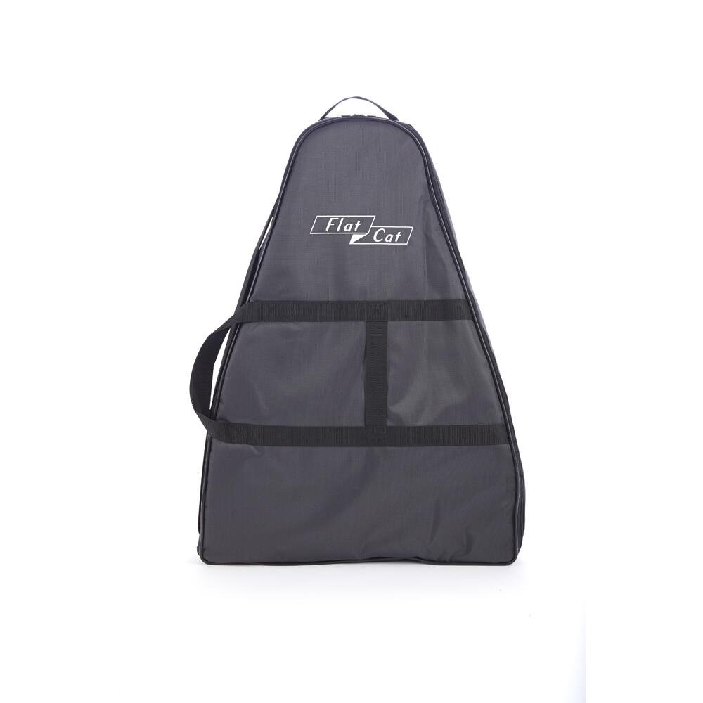 Grau-schwarze Trolley-Tasche mit zwei Frontfächern und Tragegriff, flaches Design.