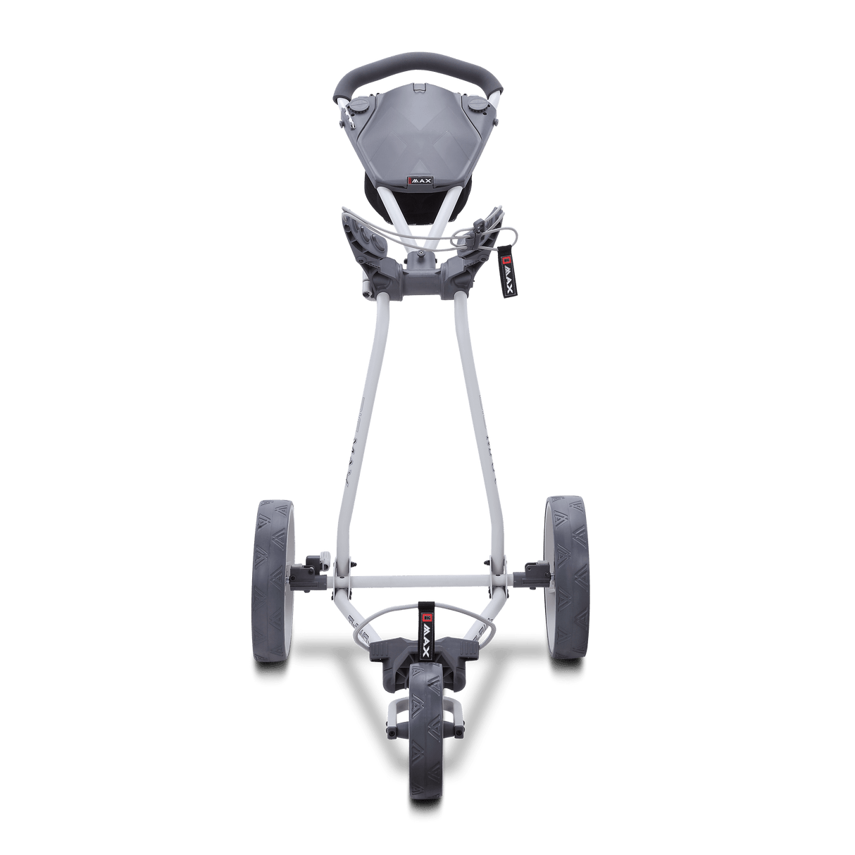 Big Max TI TWO Golf-Trolley in Phantom Black mit drei Rädern und verstellbarem Griff.