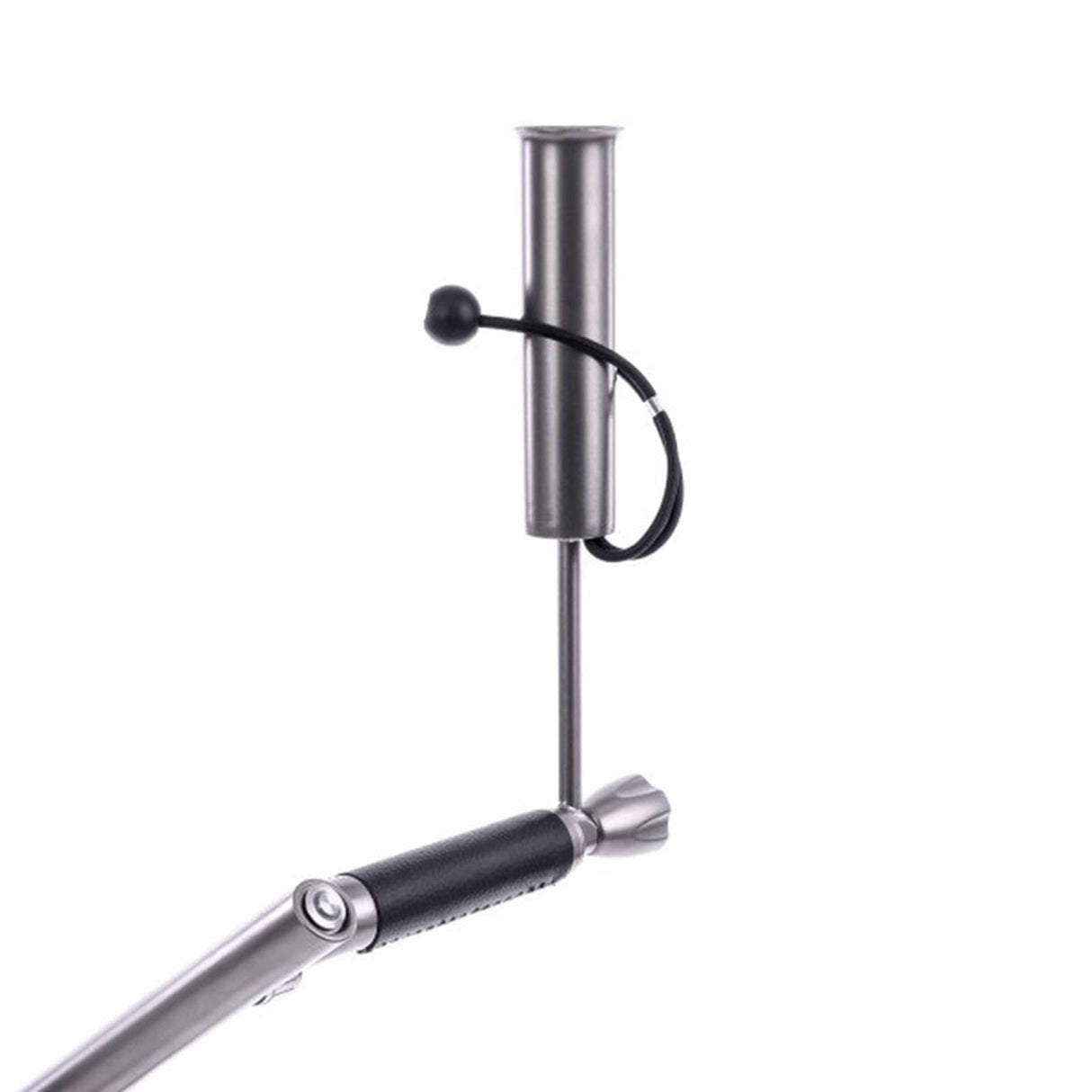 Schwarzes Galaxy Golf Titan Elektrotrolley-Lenkrad mit Edelstahl-Halterung und Bedienelement.