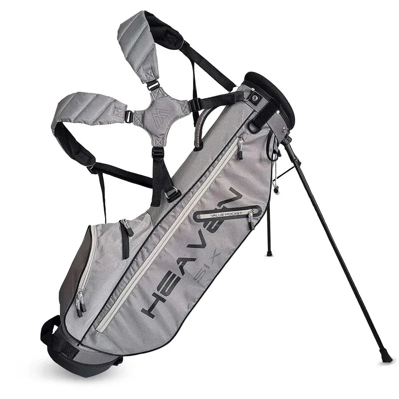 Hellgraues Big Max Heaven Six Standbag mit schwarzem Logo und robustem Gestell.
