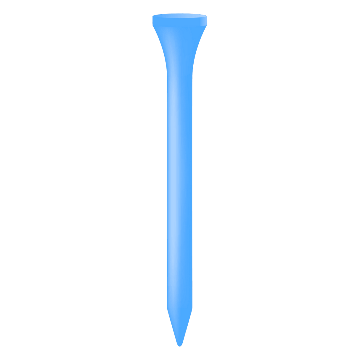 Kurzer hellblauer Holztees mit 5,4 cm Länge, glatte Oberfläche und klassische Form.