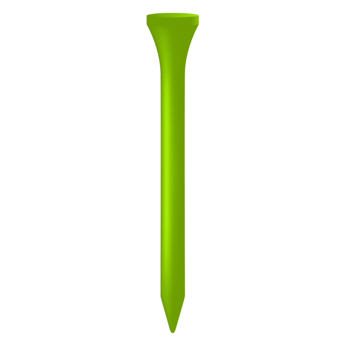 Kurzer grüner Holzteetee mit abgerundetem Kopf, 5,4 cm lang.