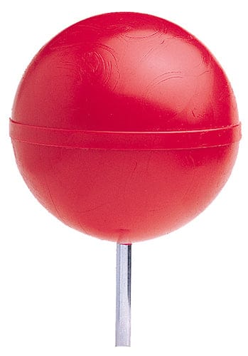 Runder roter Golf-Tee-Marker aus Kunststoff mit kurzem Metallspieß.