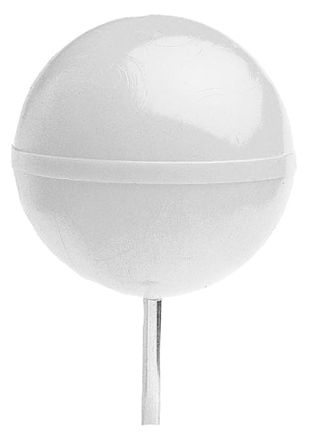 Weißer runder Golf-Tee Marker aus Kunststoff mit spitzem Stiel.