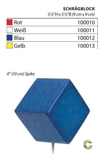 Schrägblock-Tee Marker aus weißem Kunststoff mit 10 cm Spike, würfelförmig, golfplatzgerecht.