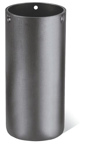 Rundes graues Metallrohr mit glatter Innenseite und Loch an der Oberkante, Ersatzklinge.