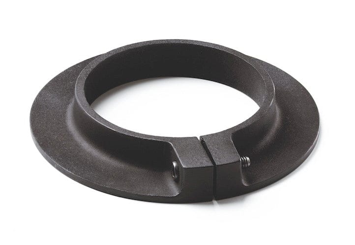 Schwarzes Tiefenmaß aus Metall mit runder, glatter Oberfläche und kleiner Schraube.