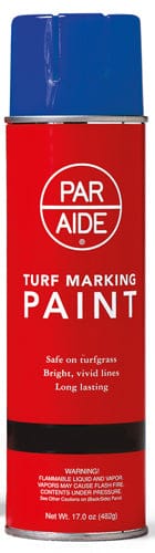 Rote ParAide Turf Marking Paint Dose mit blauem Deckel und weißem Logo.