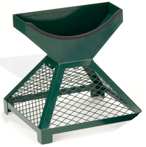 Grüner Ball-Pyramiden-Ständer mit Gitterstruktur für 140 Golfbälle, robust und stabil.